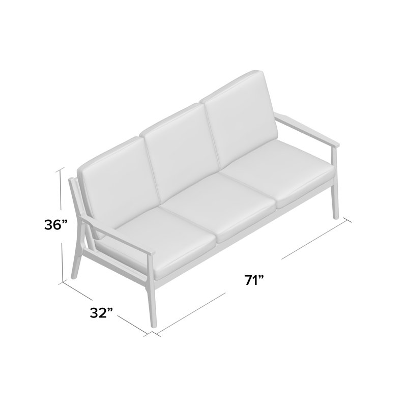 Misbah 71'' Upholstered Sofa, Dark Grey Linen, Natural Wood