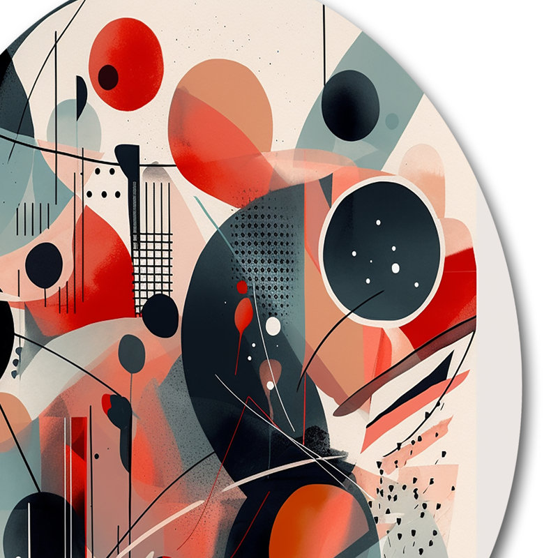 Art mural rond rouge et noir Minamlism Intimacy III - Minimalisme abstrait, H 36 po x l 36 po x P 1 po