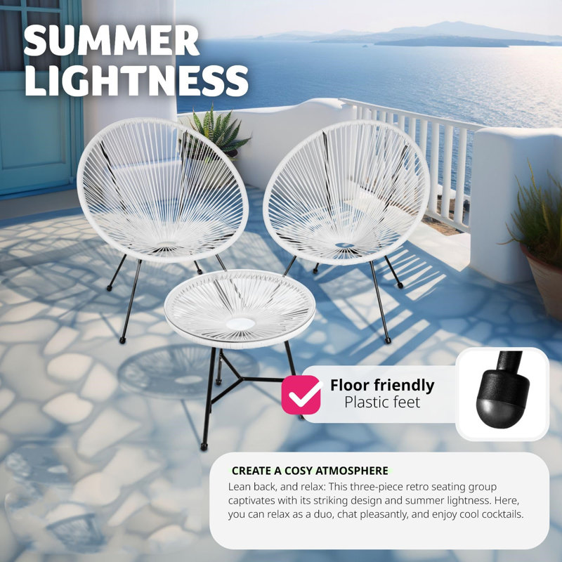 Patio Dining Set with, White
