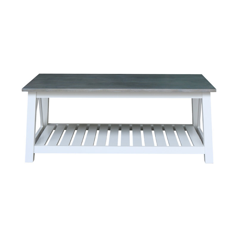 Table basse Surrey, Plateau gris chiné / base blanche