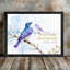 Oiseau bleu noir encadré, art inspiré de l'aquarelle, impression encadrée-1974628188