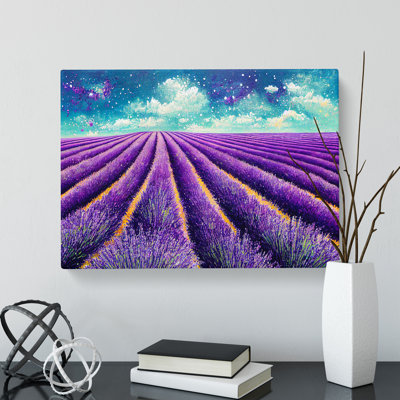 Brilliant Lavender Flower Field - Wrapped Canvas
