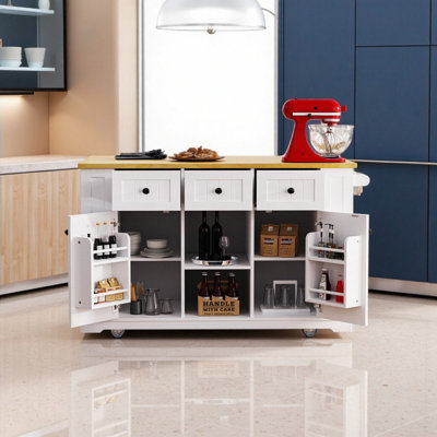 53" Kitchen Island – Power Outlet + Internal Storage Racks by Lark Manor