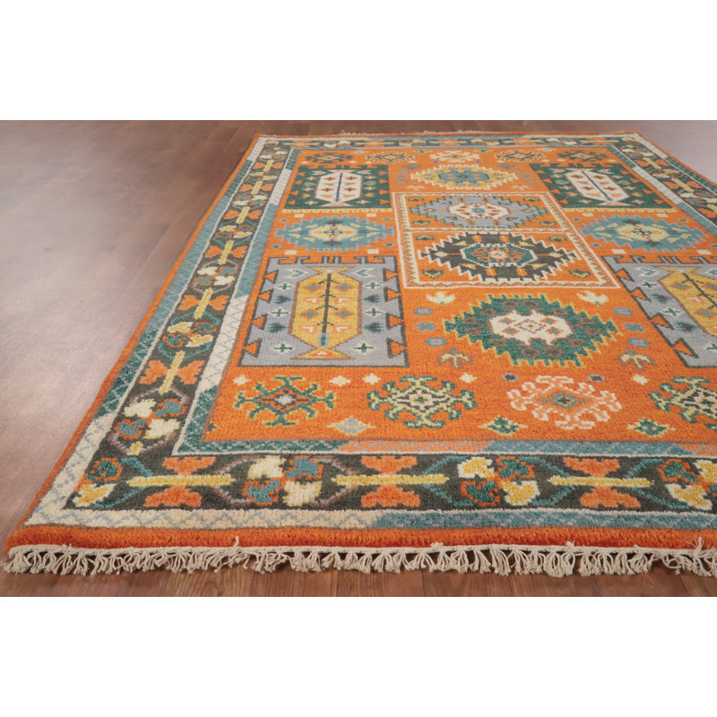 Tapis indien géométrique Kazak 4 x 6