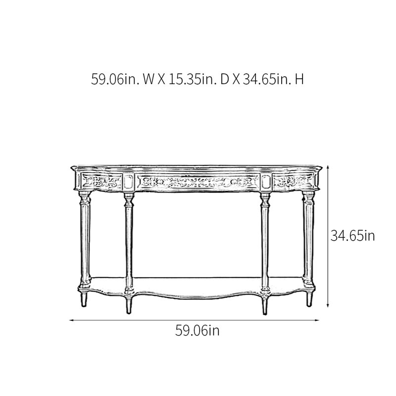 Console rétro sculptée, H 34,65 po x l 59,06 po x P 15,35 po