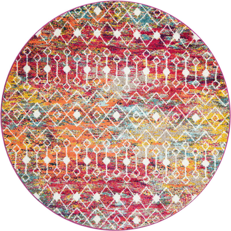 Geometric Indoor Rug, Round 6'