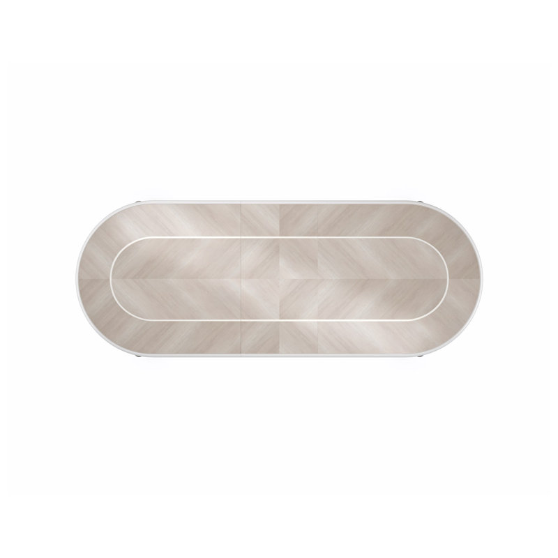 Brown and Silver Oval Extendable Wood Dining Table