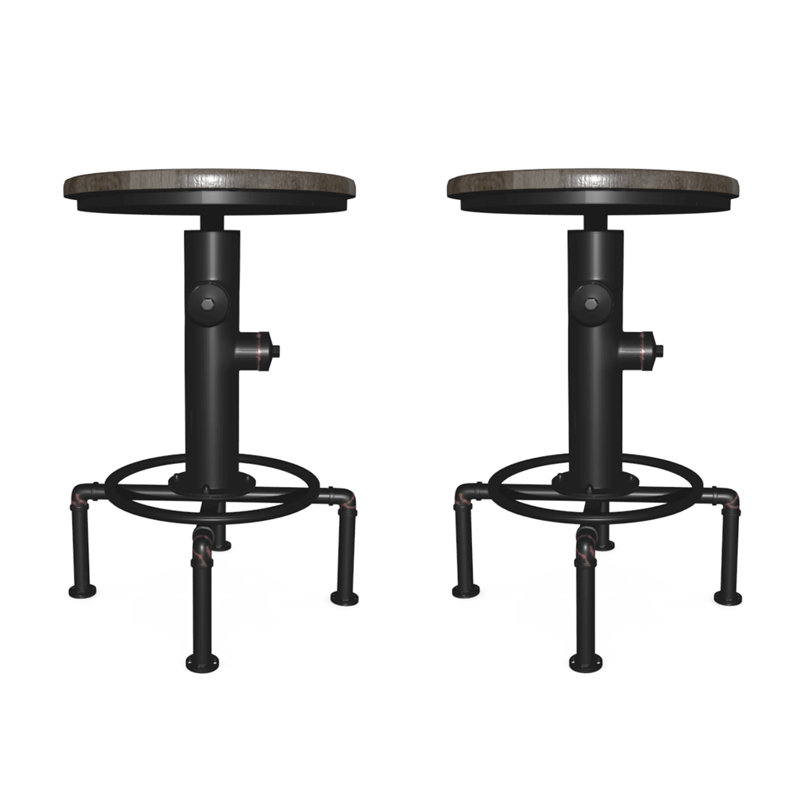 Swivel Counter Stool with Metal Frame, Antique Gray, Counter Stool (24" Seat Height)