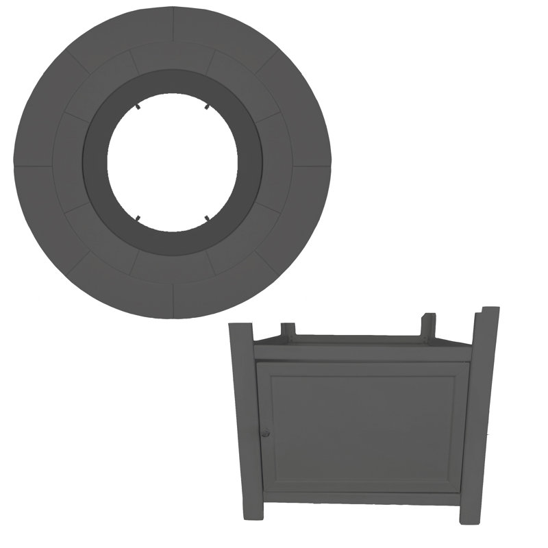 25"(H)x 48" (W) Round HDPE Fire Pit- Top and Base Frame Only, Gray, Gray