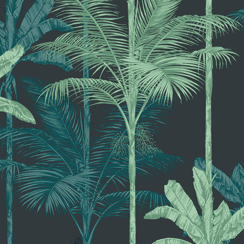 Jungle Cobalt Wallpaper, Black
