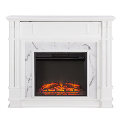 Highgate Faux Cararra Marble Electric Media Fireplace