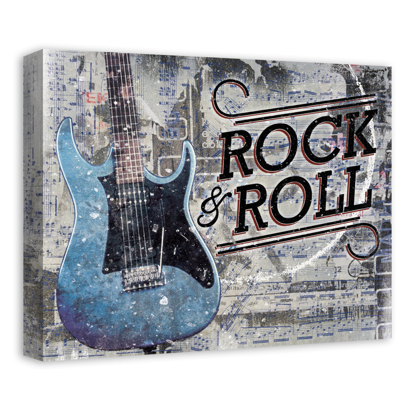Art sur toile Rock & Roll Blue Stratocaster, H 16 po x l 20 po x P 1,25 po