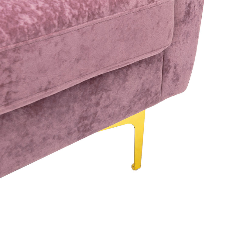 Canapé modulaire en U avec repose-pieds, Velours rose