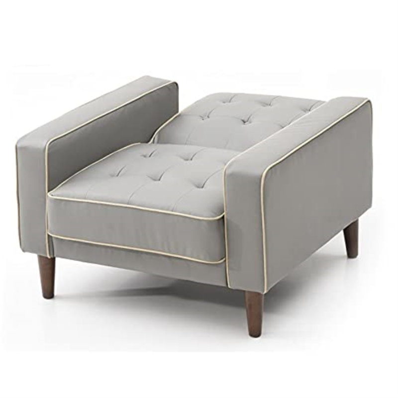 Fauteuil capitonné 36 po l 36 po, Velours gris clair