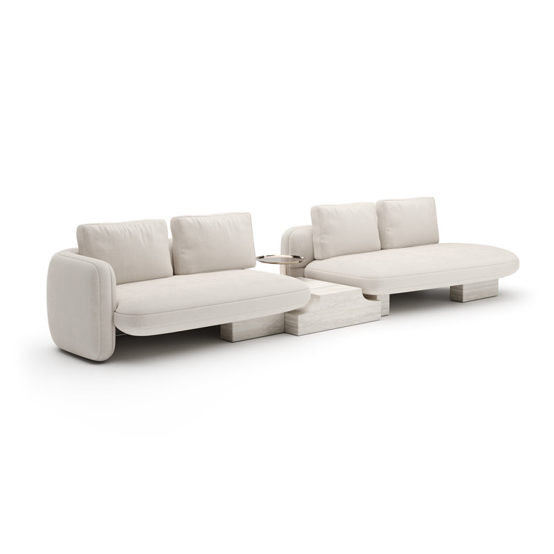 *Overlap Right Bumper Sectional Ecru, White