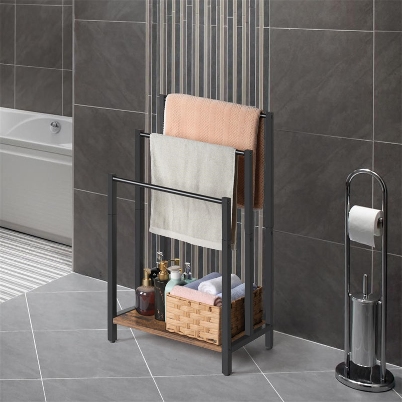 Ajena Towel Rack, Black/Brown