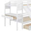 Lit superposé simple au-dessus de simple avec escalier de rangement, glissière et tiroirs-975126112