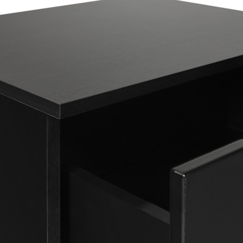 Jaqualine 1-Drawer Nightstand with Storage Cubby, Black