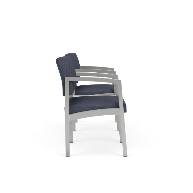 Structure en tandem 2 places avec table centrale Lenox, Argent, Sergé blanc, Plot Line Navy