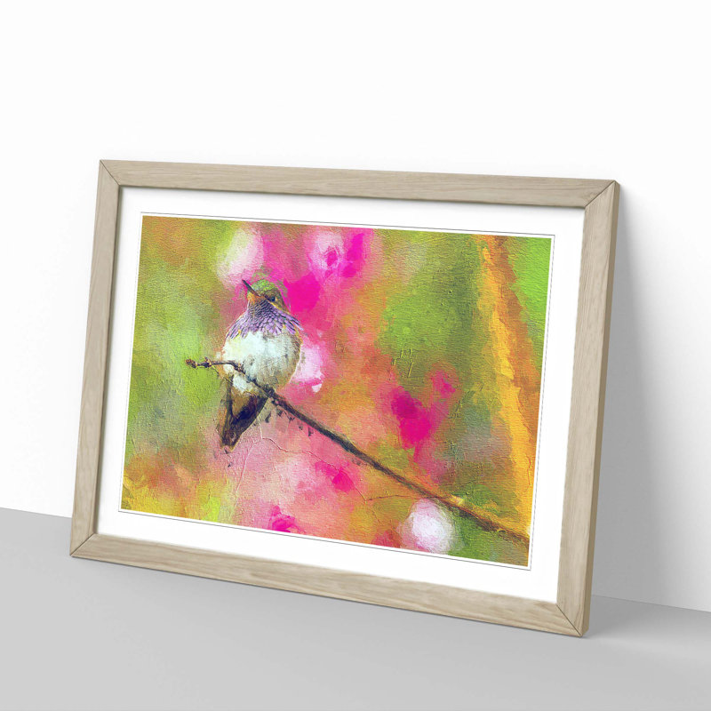 Hummingbird - Framed Print, 48cm H x 65cm W x 2cm D, Oak Framed
