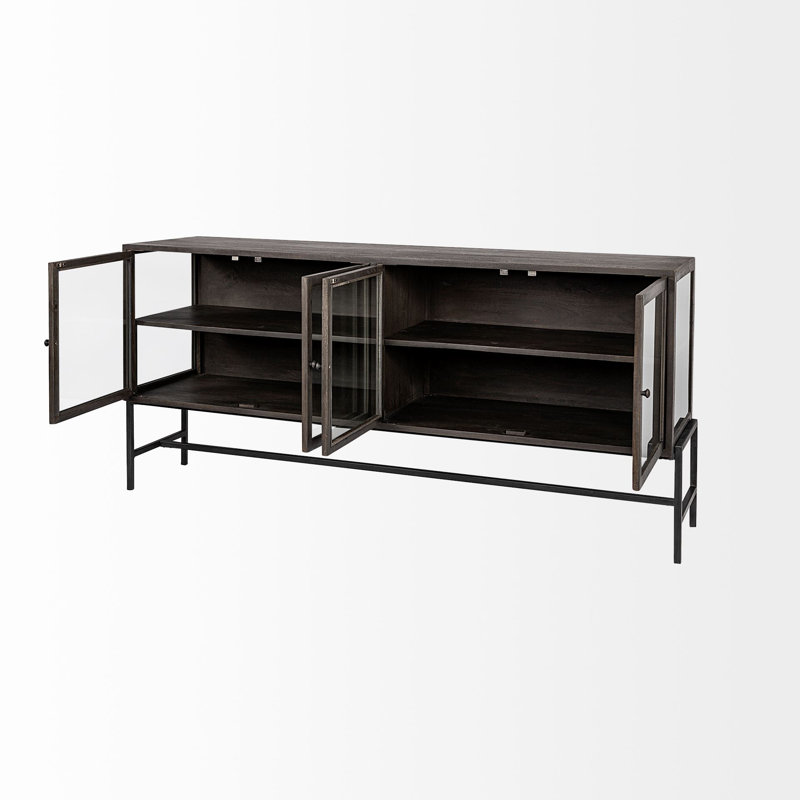 Arelius 70'' W Solid Wood Sideboard, Black/Dark Brown