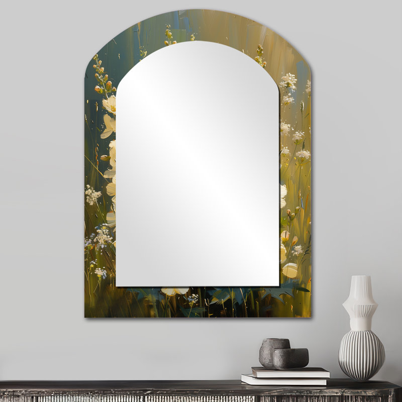 Miroir mural blanc et vert Petite Blooms Lupin, 34 po x 25 po