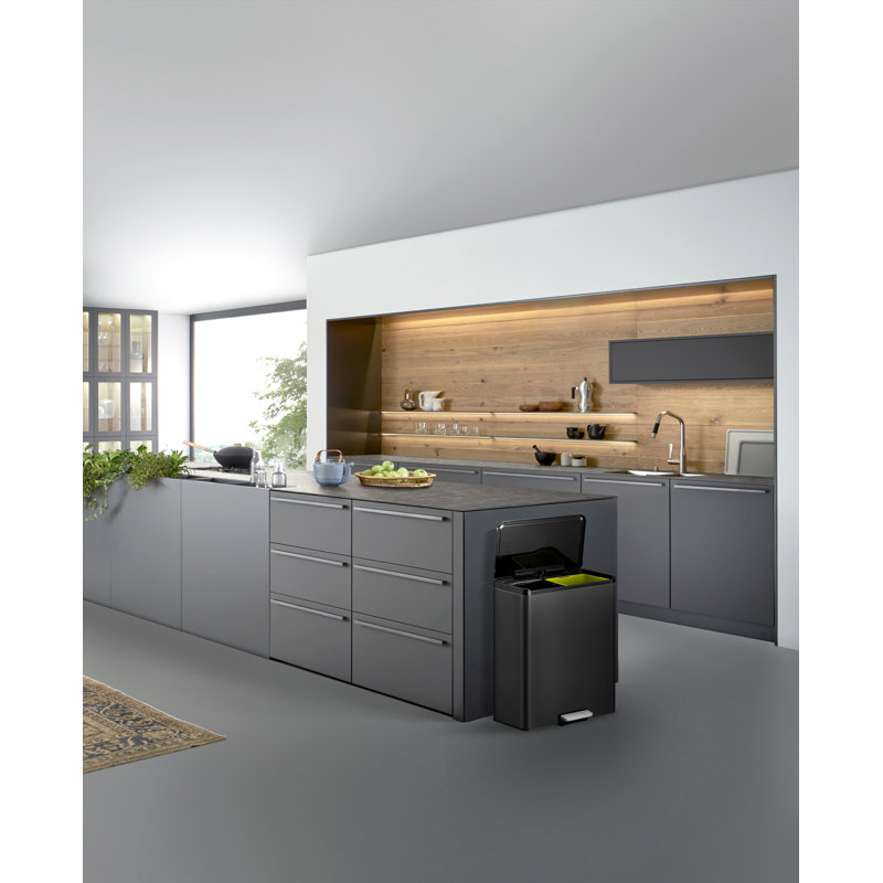 Steel Step On Multi-Compartment Rubbish & Recycling Bin - 40L, Black