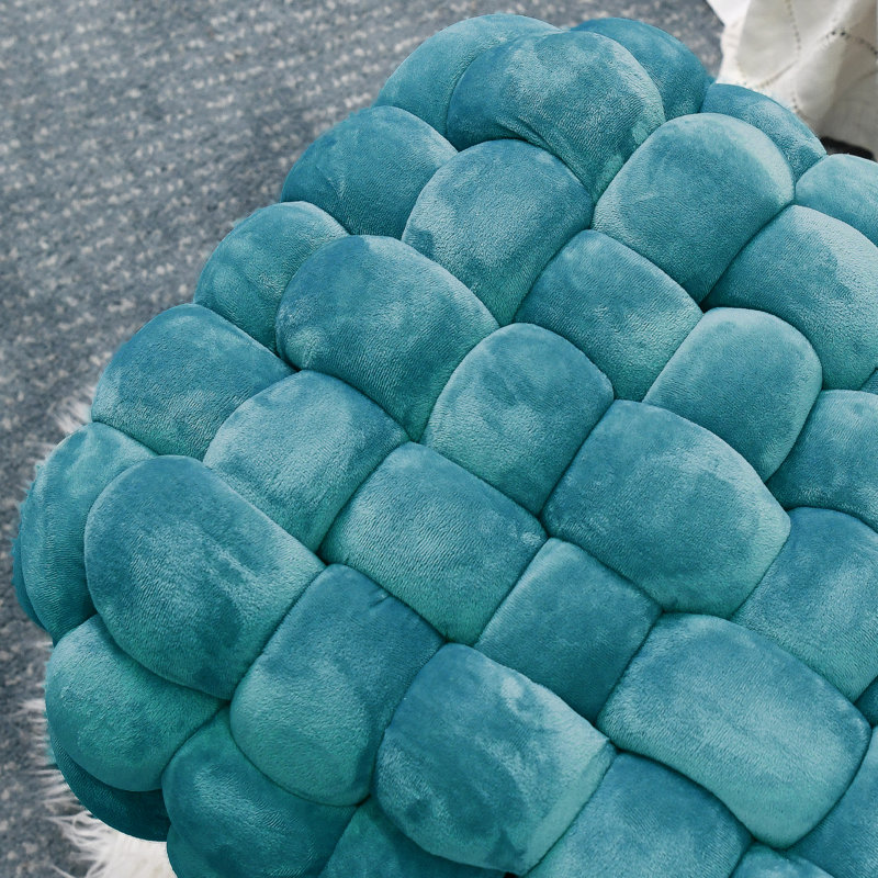 Opheim Velvet Ottoman, Storm Blue Velvet