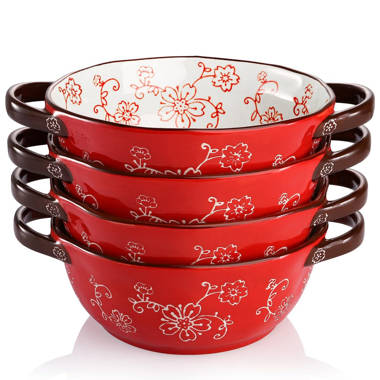 Crock-pot 30oz Artisan Stoneware Soup Bowl w/ Handles, 2 Pack, Red Gradient