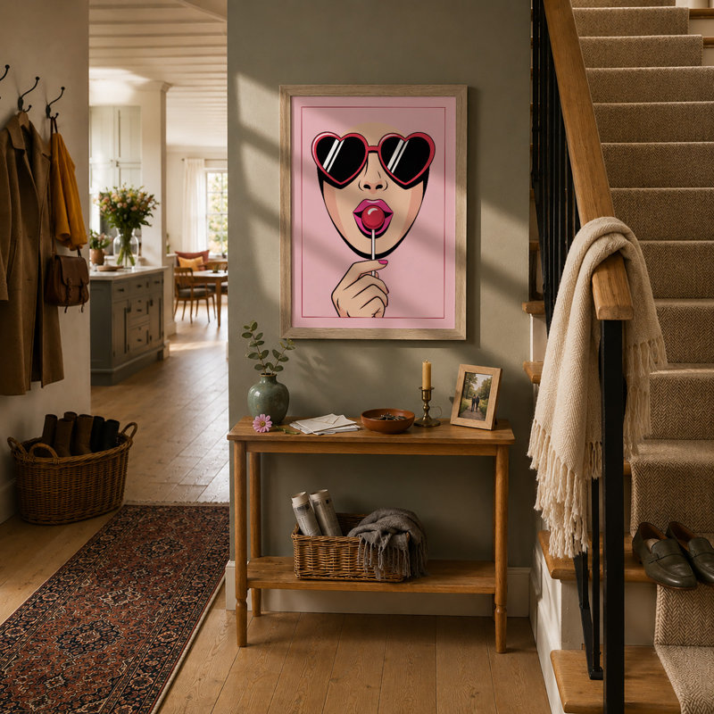 Lollipop Romance Modern - Framed Print, A1 - 84.1 x 59.4 cm, Oak