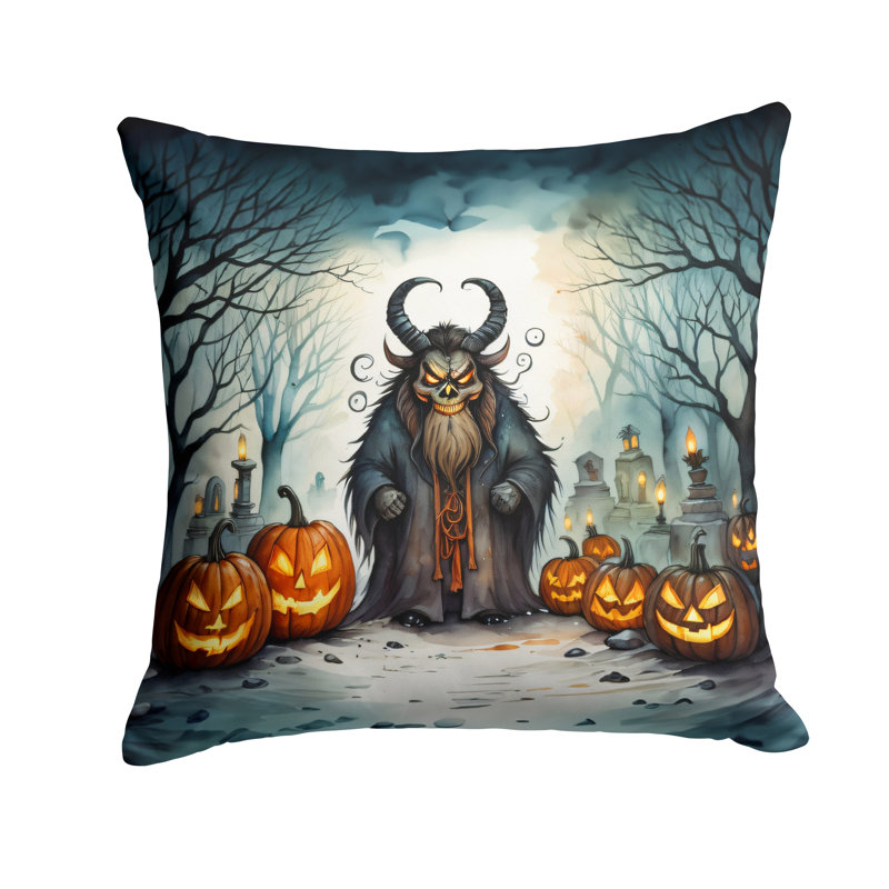 Coussin décoratif intérieur / extérieur en polyester More / Spooky More Spooky Halloween, 14 po x 14 po
