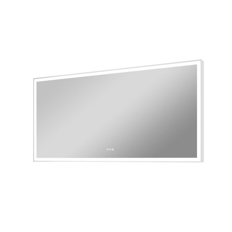 Miroir de salle de bain mural avec cadre DEL, Blanc, 42 po x 84 po