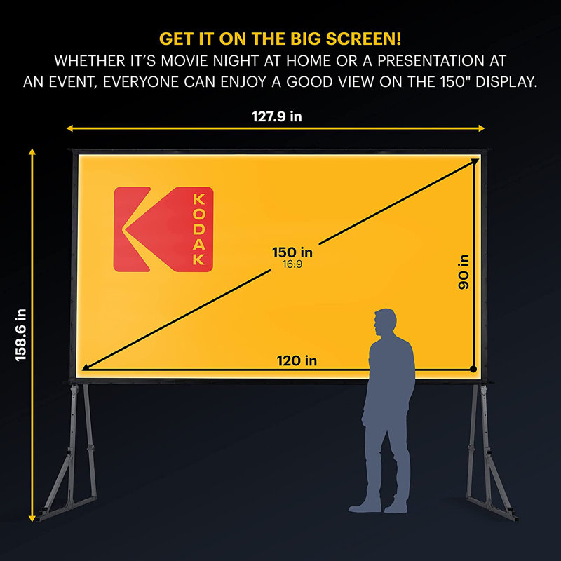 Kodak Outdoor Portable Projector Screen Projector Screen, 150"