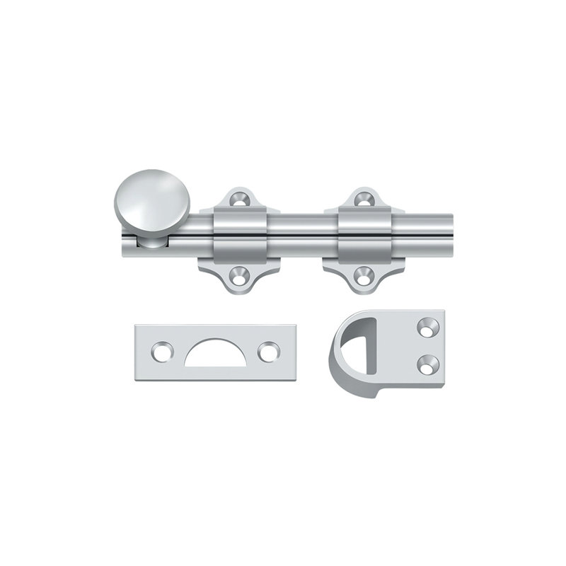 Boulon de porte hollandais 4 po Deltana DDB425U26, chrome poli HD, Chrome poli