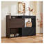 Armoire de rangement extensible et rotative - Buffet réglable avec tiroir, console d'angle moderne pour le vestibule, le salon et le bureau - noir et noyer