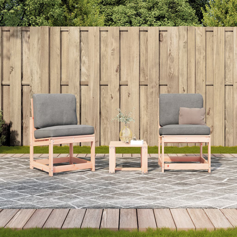  3 Piece Patio Lounge Set Solid Wood Douglas