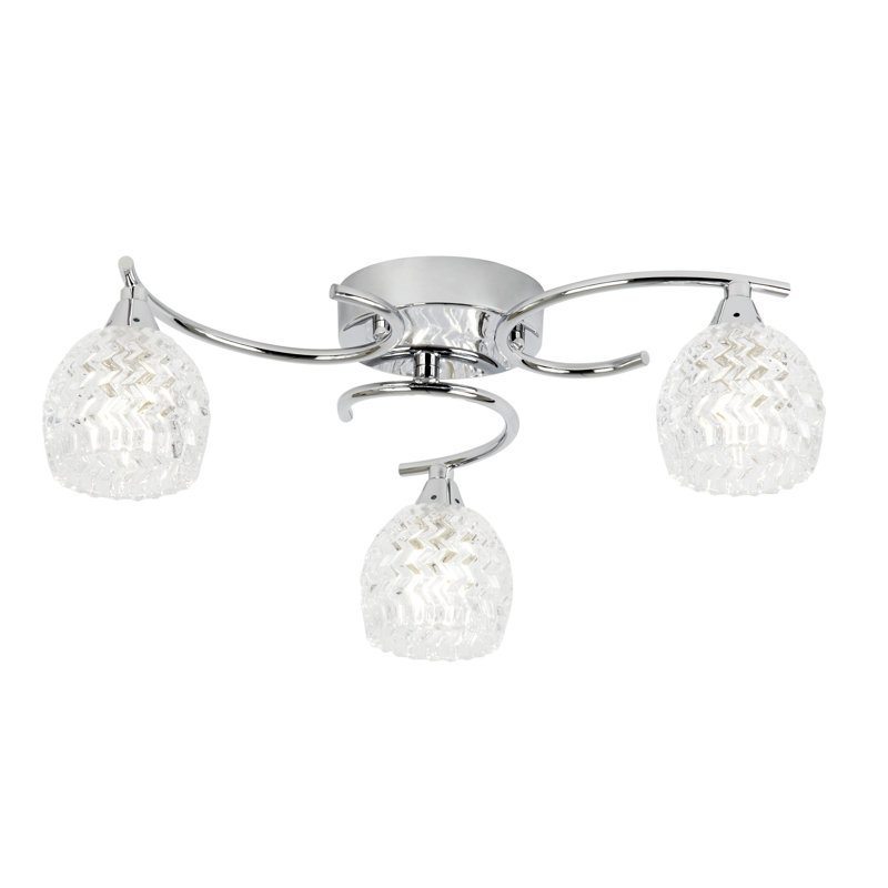Minden Glass Semi Flush Mount, Chrome