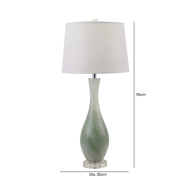76cm Table Lamp with Glass Base For Bedroom Furniture, Bedside Buffet Lamp with Linen Shade