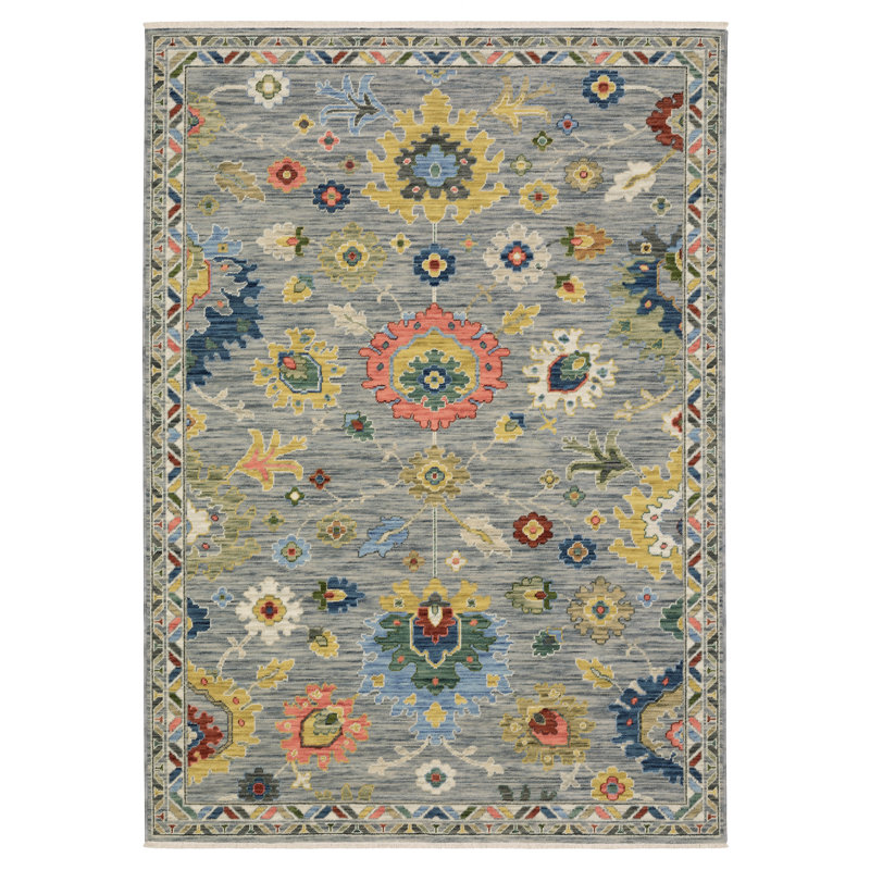 Anneli Vintage Oriental Grey/ Multi Area Rug, Rectangle 6'7" x 9'9"