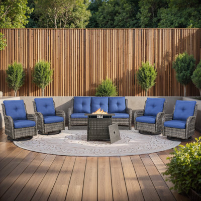 Carolina 7 - Person Outdoor Seating Group With Fire Pit