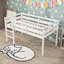Lit mezzanine simple Eyhab, lit mezzanine bas en bois avec échelle-793694568