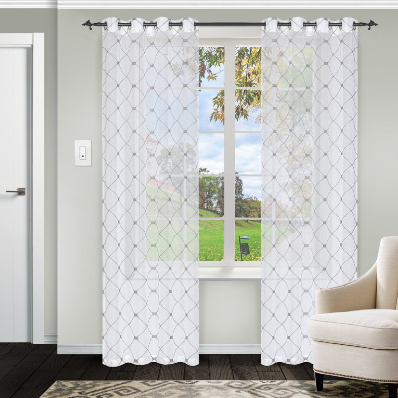 Junious Sheer Curtain Pair, Gray, 52" W x 84" L