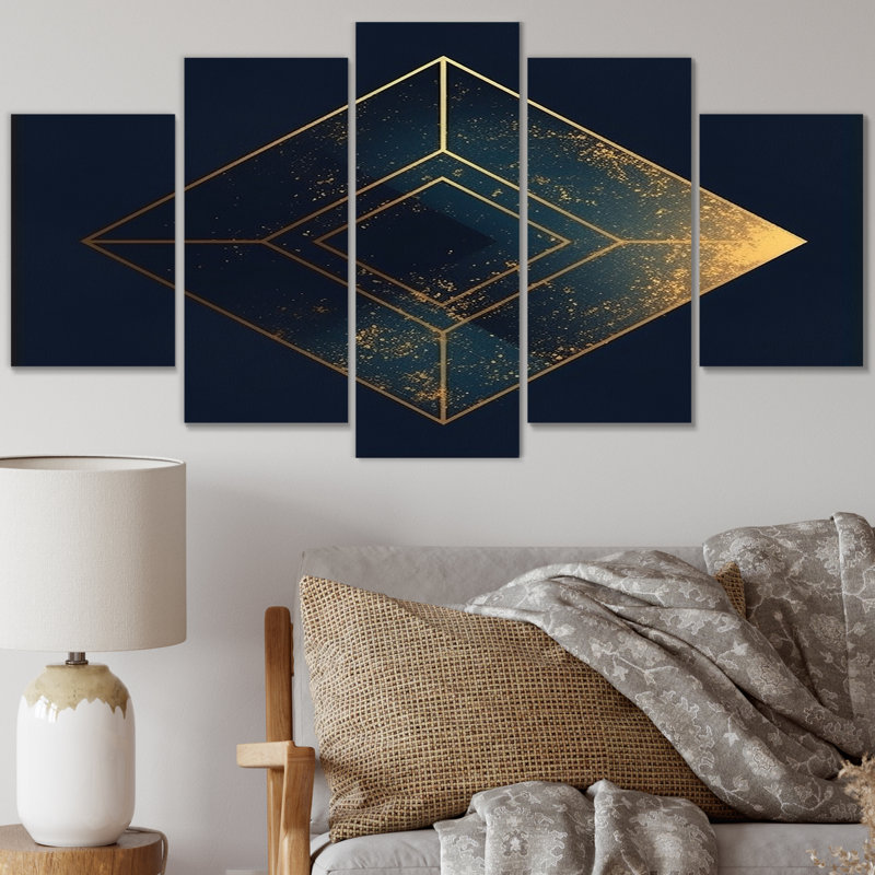 Schum - Art mural moderne sur toile géométrique - 5 panneaux