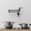 Robinet de remplissage de pot, robinet de remplissage de pot commercial mural, robinet de cuisine pliable en laiton, robinet de machine à café avec bras articulés doubles articulés, noir