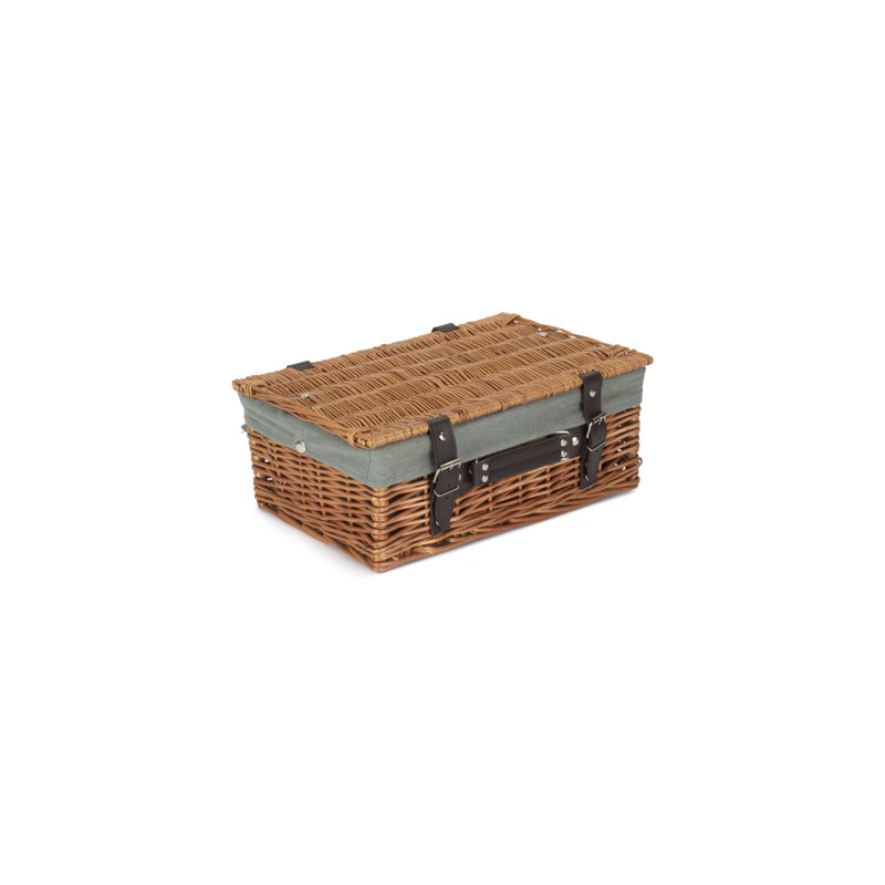 Wicker Basket with Lining, Double Steamed Hamper/Grey Lining