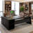 77.9 Inch L-Shaped Executive Office Desk With File Drawers And Cabinet For Home Office-662890857
