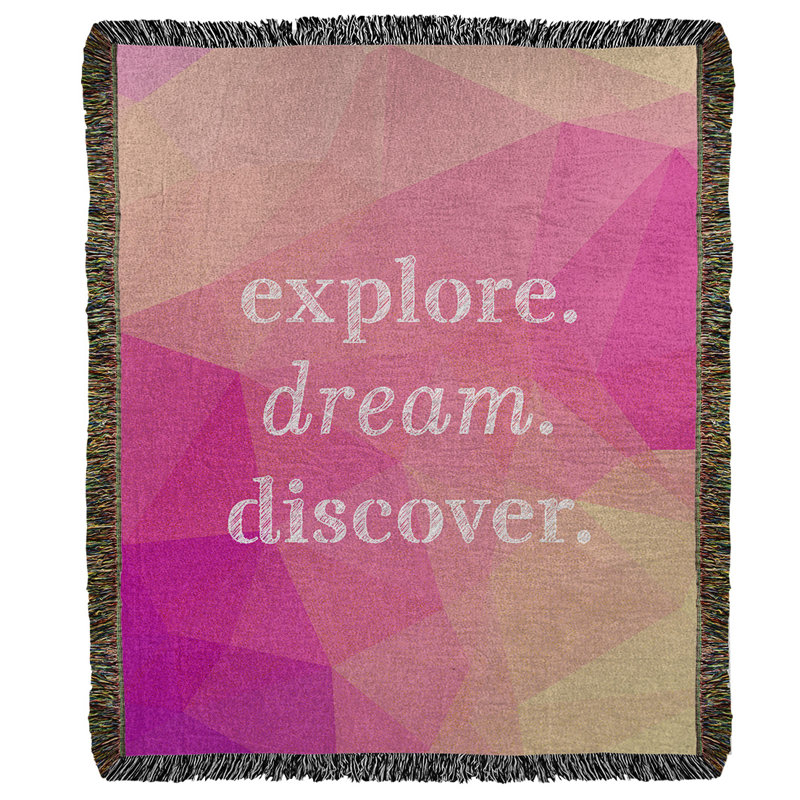 Hand Woven Throw Blanket, 60" L x 50" W, Pink Diamond
