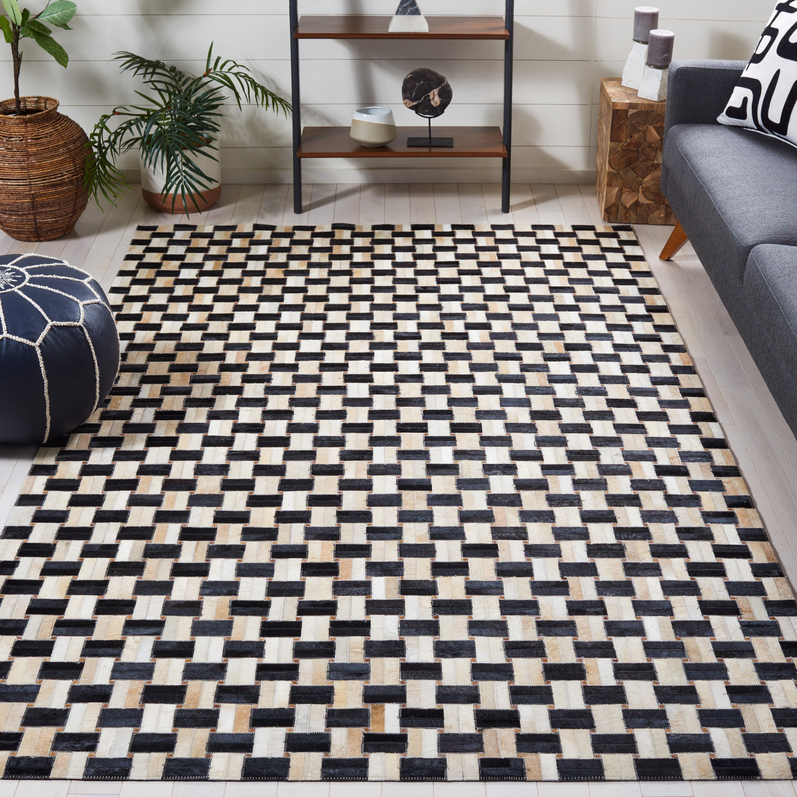 Mahsa Cowhide Rug, Rectangle 5' x 8'