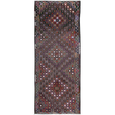 Tapis unique brun / framboise / vert forêt 4 pi x 10 pi Jijim
