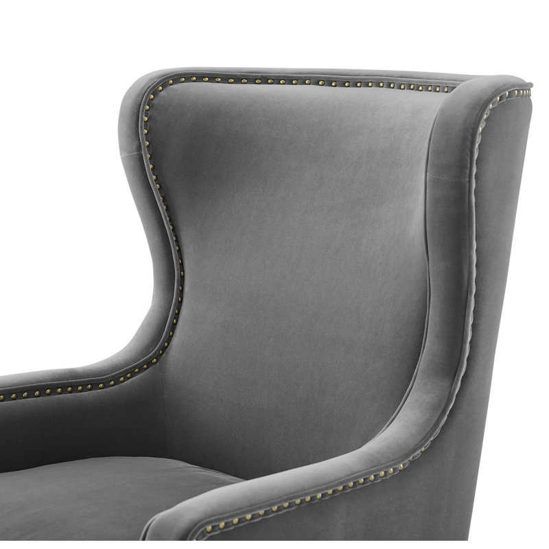 Rosco - Velvet Wingback Chair, Grey Velvet